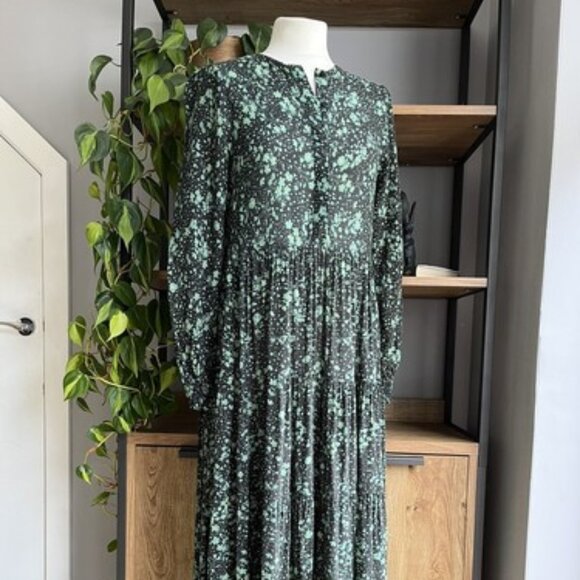 ZARA THE ANGEL DRESS FLORAL MIDI IN GREEN/BLACK Sz. XS - Picture 6 of 6